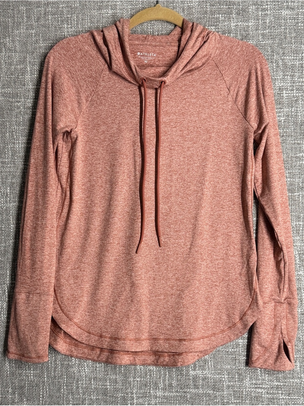 Athleta Uptempo Light Orange Heather Hooded Long-Sleeve Pullover